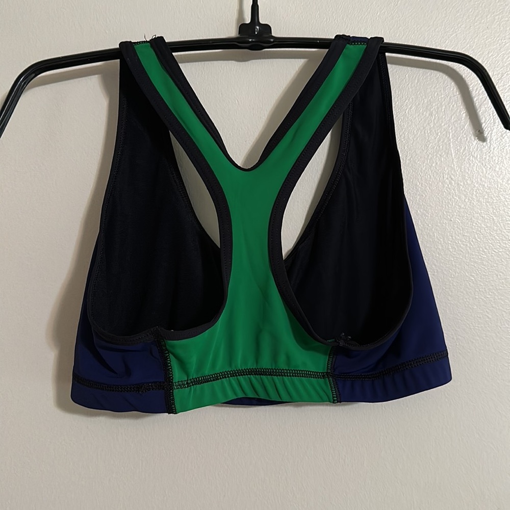 Danskin Navy and Green With Black Trim Sports Bra, Size L - Picture 2 of 4